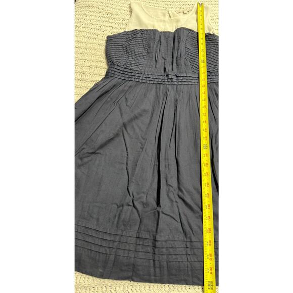 Ann Taylor Loft Pleated Dress Sleeveless Lined Womens 10 Petite Off White Blue - Picture 6 of 10